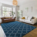 Amearea Fluffy Indoor Area Rug, Soft Trellis Moroccan Rugs for Bedroom, Shag Modern Area Rug for Living Room Kids Room Nursery, Easy Clean, Home Decor Low Pile Carpet, Teal Blue 5x7 Feet