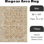 HUGEAR 8x10 Machine Washable Rugs Brown Beige Hallway Large Area Rug Indoor Accent Rug Floral Low Pile Carpet Soft Throw Aesthetic Rug Bedroom Living Room Office Dining Room Kitchen Laundry Room