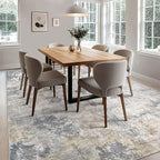 8x10 Area Rug Living Room Rugs - Washable Neutral Modern Abstract Soft Thin Large Rug Indoor Floor No Slip Rug Carpet for Bedroom Under Dining Table Home Office Decor - Blue Grey