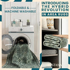 Istana 8x10 Area Rug - Dark Green 8x10 Rugs for Living Room - Foldable Rugs for Bedroom - Stain Resistant Washable Rug - Eco-Friendly Area Rugs - Easy to Clean Living Room Rug