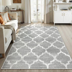 Lahome Moroccan Washable Area Rug - 4x6 Non-Slip Rugs Soft Throw Bedroom Rugs Accent Distressed Faux Wool Floor Carpet for Living Room Entry Office Kitchen Dining Room Decor (4’ X 6’, Gray)