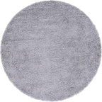 Unique Loom Davos Shag Collection Area Rug - Solid (5' 1" Round, Sterling)