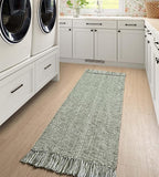 Collive Hallway Runner Rug, 2' x 5' Soft Washable Kitchen Runner Rug, Olive Green/Cream Contemporary Modern Laundry Room Rugs Indoor Hand-Woven Cotton Carpet for Bedroom Entryway Front Door Farmhouse