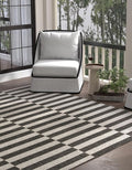 Unique Loom Outdoor Striped Collection Area Rug - Striped (13' Square, Charcoal/Ivory)
