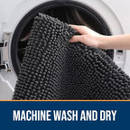 OLANLY Dog Door Mat for Muddy Paws 70x24, Absorbs Moisture and Dirt, Absorbent Non-Slip Washable Doormat, Quick Dry Chenille Mud Mat for Dogs, Entry Indoor Entryway Carpet for Inside Floor, Dark Grey