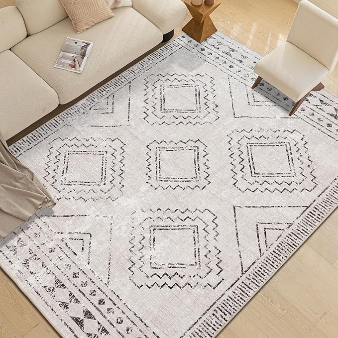 ILANGO Moroccan Runner Rugs for Hallway 2.5'x6' Machine Washable Area Rugs with Rubber Backing Modern Rugs Non Slip Carpet for Kitchen Indoor Floor Dedroom Farmhouse Dining Room, Foldable