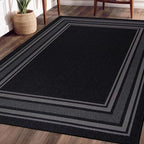 Beverly Rug Non Slip Area Rugs 8x10 Modern Bordered Non Skid Rubber Backing Soft Area Rug for Living Dining Room Easy to Clean Non Shedding Kitchen Bedroom Indoor Carpet 8 x 10 Black