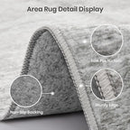 Valenrug Washable Rugs 2x8 - Stain Resistant 2x8 Area Rugs for Living Room, Non Slip Backing Large Area Rugs for Bedroom, Folable Machine Washable Area Rug (2'x8', Grey)