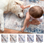 Modern Abstract Small Area Rug Indoor, Grey Orange Multi 3x5 Washable Rug Non-Slip Soft Entryway Rug Kitchen Mats Thin Print Faux Wool Floor Carpet Colorful Throw Rugs for Entrance Bedroom