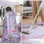 Wonnitar Washable 4x6 Rug, Purple Rugs for Girls Bedroom, Soft Non-Slip Nursery Area Rug, Floral Rug Kids Room Low Pile Throw Carpet for Dorm Decor (Purple,4'x6')