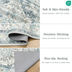 zesthome 9x12 Area Rugs-Washable Rug for Living Room, Non-Slip Backing Rugs, Stain Resistant 9x12 Rug for Bedroom, Ultra-Thin Low Pile Rugs, Vintage Large Home Decor
