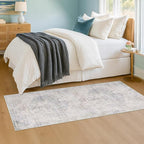 Light Blue 2x5 Kitchen Rug Runner Non Slip - Non Slip Washable Rug for Bathroom, Laundry Room, Hallway, Unique Tan Abstract Eclectic Runner Décor