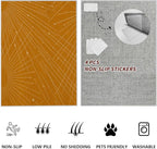 Modern Washable Area Rug 4x6, Boho Minimalist Non-Slip Rugs, Abstract Striped Soft Carpet for Living Room Bedroom Nursery Room Home Decor Office, Pet Friendly, Orange Beige