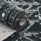 Black Distressed 3x5 Area Rugs for Entryway Foyer, Washable Non Slip Low Pile Throw Rugs for Kitchen, Dark Vintage Medallion Pinted Carpet for Bedroom/Bathroom/Closet/Dorm/Home Office