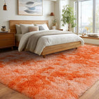 Upgrade Non-Slip Plush Rugs for Living Room, Soft Shaggy Carpets for Living Room, Fuzzy Rugs for Kids' Room, Perfect Decor for Modern Home Tie Dye Orange 8x10Feet