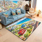 Kids Large Area Rug 5x7 City Life House Living Room Rug | 3D Cityscape Rugs for Bedroom, Fun Educational Gift Urban Landscape Carpet Indoor Floor Mat