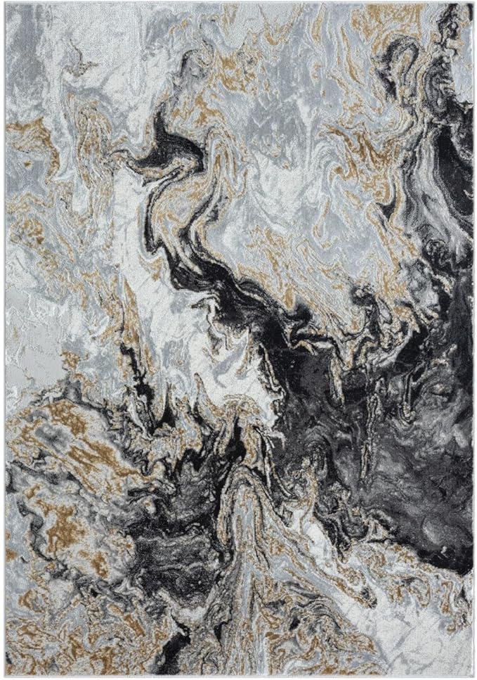 LUXE WEAVERS Marble Swirl Abstract Area Rug, Smoke 4x5