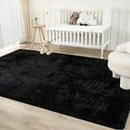 Andency 6x9 Area Rugs Black, Large Shag Fluffy Soft Shaggy Rugs for Living Room Bedroom, Non-Slip Thick Plush Carpet for Kids Girls and Boys, Dorm Nursery Home Decor Aesthetic