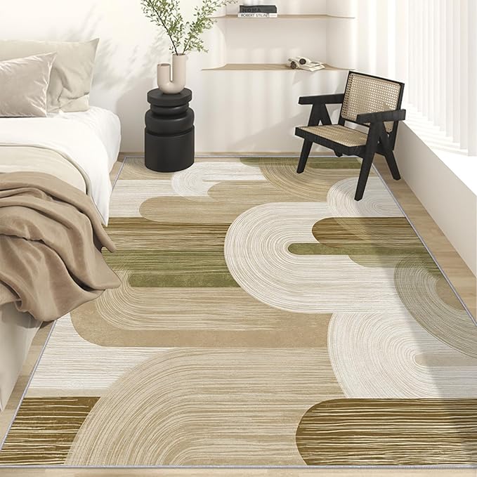 Abstract Geometry Rugs for Home Decor, 5x7 ft, Minimalist Geo Arched Area Rugs for Living Room, Soft Non Slip Washable Mid Century Modern Carpet Bedroom Decorations Dt-Ghf-19