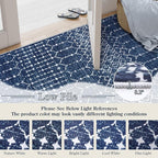 Lahome Moroccan Blue Rugs for Living Room Washable Rugs 8x10 Non-Slip Ultra-Thin Extra Large Area Rug Throw Stain Resistant Rug for Dining Room Table, Geometric Print Modren Rug for Bedroom Office