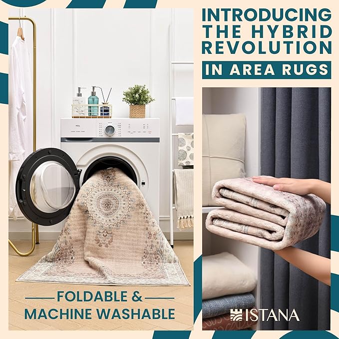 Istana Hallway Runner Rug 2.5x8 – Beige Entryway Rug -Silk's Soft Touch Runners for Hallways - Stylish Kitchen Runner Rug Non Slip