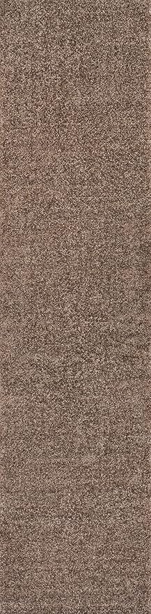 Eyely UES100J-214 Supersoft Haze Solid Low-Pile Indoor Runner Rug, Coastal, Bohemian, Minimalist, Classic, Casual for Bedroom,Kitchen,Living Room,Non Shedding,Easy-Washing, Brown, 2 X 14