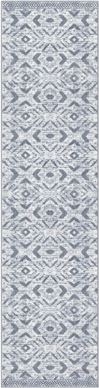 KILOCOCO Hallway Runner Rug 3'x10' Washable Printed Moroccan Runner Rug Non Slip Entryway Runners Soft Indoor Long Floor Rugs for Bedroom Kitchen Living Room Geometric Boho Carpet Runners, Grey White