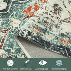 Lahome Area Rugs 6x9, Washable Area Rugs for Living Room Non Slip Bedroom Dining Room Rug, Large Bohemian Soft Stain Resistant Indoor Floor Carpet for Apartment Nursery Kids Room, Teal