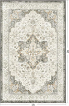 Marsail 6x9 Machine Washable Area Rug, Soft & Slip-Resistant Large Area Rug with Reinforced Bound Edges, Vintage Short-Pile Washable Rug with Floral Pattern for Living Room, Dinning Room and Bedroom