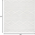 SAFAVIEH Tulum Collection Area Rug - 10' Square, Ivory & Light Grey, Moroccan Boho Tribal Design, Non-Shedding & Easy to Clean, Ideal for Living Room, Bedroom, Dining Space (TUL272G)