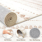 Nakagishi 5x8 Area Rug Living Room: Washable Boho Large Neutral Soft Farmhouse Rugs Stain Resistant Modern Indoor Floor Non-Slip Carpet for Bedroom Nursery Kids Playroom Office Dining Room Dorm- Brown