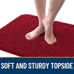 OLANLY Dog Door Mat for Muddy Paws 24x16, Absorbs Moisture and Dirt, Absorbent Non-Slip Washable Doormat, Quick Dry Chenille Mud Mat for Dogs, Entry Indoor Entryway Carpet for Inside Floor, Red