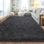 Upgrade Non-Slip Plush Rugs for Living Room, Soft Shaggy Carpets for Living Room, Fuzzy Rugs for Kids' Room, Perfect Decor for Modern Home Charcoal 5x7 Feet