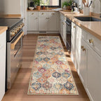 Lahome Moroccan Trellis Hallway Rug, 2x5 Washable Runner Rug Non Slip Kitchen Runners for Hallways, Ultra-Thin Vintage Carpet for Bedroom Bathroom Entryway, Cream/Multi