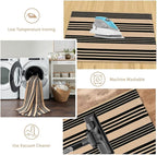 Striped Outdoor Front Door Mat 24"x51", Cotton Hand Woven Washable Black and Khaki Rug Runner, Reversible Foldable Indoor Layered Front Door Rugs for Entryway/Farmhouse/Home Entrance