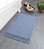 Collive Small Bathroom Rug, 2' x 3' Hand-Woven Low Profile Front Entryway Rug, Navy Blue Cotton Reversible Washable Kitchen Mat Modern Farmhouse Carpet for Foyer Bedroom Back Door Decor