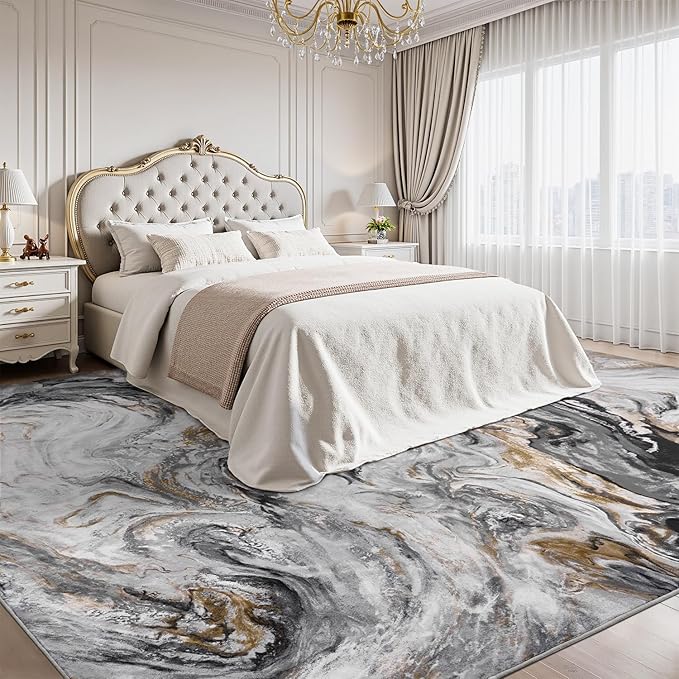 5x7 Area Rugs for Living Room, Modern Abstract Rug for Bedroom, Contemporary Machine Washable Rug, Large Stain Resistant Carpet for Dining Room Playroom Home Office, Pet & Kids Friendly