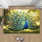 Peacock Rug 3x4-3x4 Rug, Wonderful Peacock Area Rugs for Bedroom, Nature Rugs for Living Room, Modern Style Washable Mat, Aesthetics Carpet - Peafowl Home Decor & Gifts