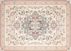 Phantoscope Washable Area Rug 5'x7' Non-Slip, Vintage Boho Rugs for Living Room, Bedroom, Dining Room, Persian Floral Medallion Pattern, Low-Pile Foldable Floor Carpet, Ivory Rose/Fall Bloom