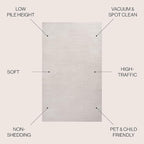 JONATHAN Y Haze Solid Low-Pile Ivory Indoor Area Rug 6x9, Coastal,Bohemian,Minimalist,Classic, Easy-Cleaning for Living Room,Bedroom,Kitchen,Pet Friendly,Non-Shedding (SEU100D-6)