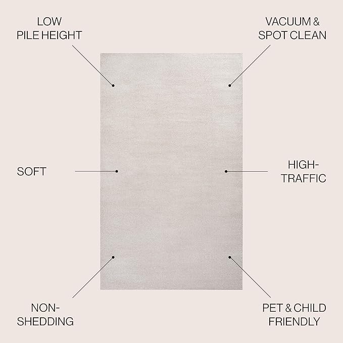 JONATHAN Y Haze Solid Low-Pile Ivory 7x7 Square Indoor Area Rug, Coastal,Bohemian,Minimalist,Classic, Easy-Cleaning for Living Room,Bedroom,Kitchen,Pet Friendly,Non-Shedding (SEU100D-7SQ)