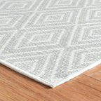 Dash & Albert Diamond Platinum/White Machine Washable Rug, 7.5 X 9.5 Feet, White Geometric Pattern