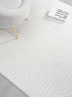 Annabel Modern Geometric Area Rug for Living Room, 8x10 Contemporary Arched Cream Neutral Rug, Stain Resistant Non-Shedding Carpet for Bedroom, Dining Room or Kitchen (8' x 10', Cream)