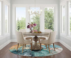 vivorug Round Rug 4ft Abstract Round Area Rug Non-Slip Indoor Carpet for Living Room Bedroom Entryway, Stain Resistant Home Decor Circle Rug, Rosy Clouds
