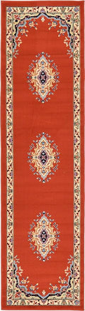 Unique Loom Reza Collection Traditional Persian Style Area Rug, 2 ft 2 in x 8 ft 2 in, Terracotta/Ivory