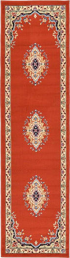 Unique Loom Reza Collection Traditional Persian Style Area Rug, 2 ft 2 in x 8 ft 2 in, Terracotta/Ivory