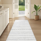 Nakagishi Runner Rug Kitchen Washable Rugs: 3x8 Non-Slip Boho Soft Modern Stain Resistant Indoor Floor Neutral Farmhouse Throw Carpet for Hallway Bathroom Laundry Room Entryway Bedroom- Grey