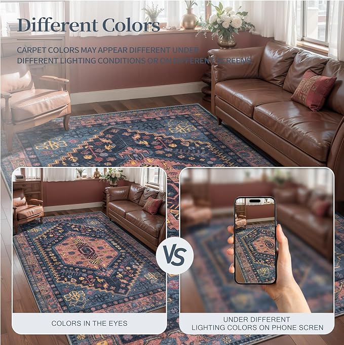 Ciicool Small Area Rug, 2x3ft Boho Rug, Ultra Soft Entry Rugs for Entryway, Non-Slip Washable Oriental Low-Pile Indoor Mat Floor Carpet for Entrance Bedroom Kitchen Bathroom Foyer Decor