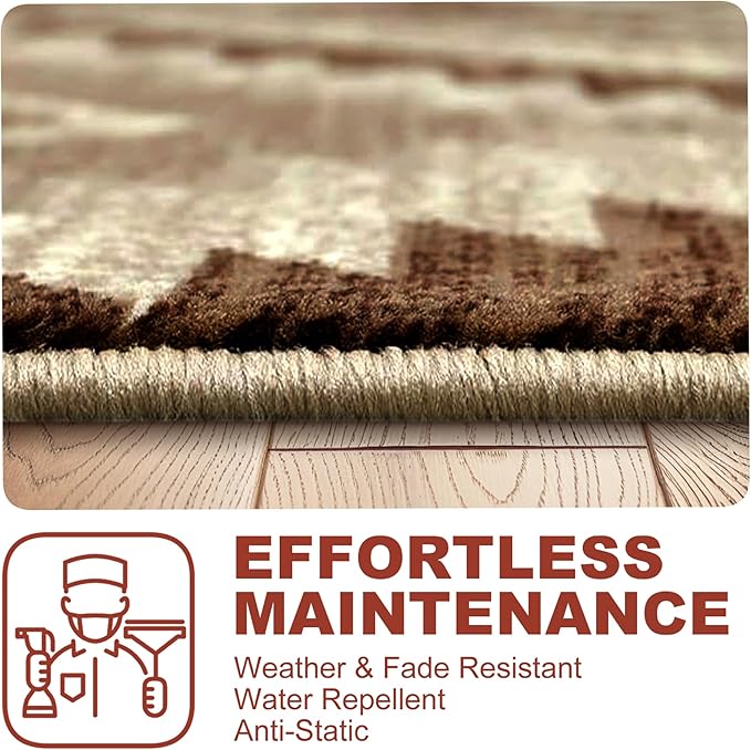 YHSF South West Native American Rug Ritz – Native Tribal American Indian Inspired Rug - Living Room, Bedroom, Hallway, Entryway & High-Traffic Area Rugs - Washable - Soft - Mocha, 2 Feet x 3 Feet