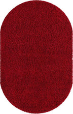Unique Loom Solid Shag Collection Area Rug (5' 1" x 8' Oval, Cherry Red)